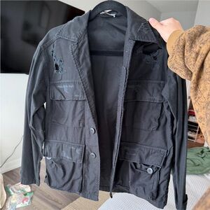 Carmar Black Distressed Military Jacket
